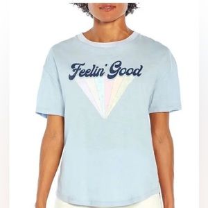Wildfox Retro Feeling Good Graphic Tee Women’s Small Soft Cotton Hi/Low T-Shirt